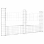 vidaXL Panier de gabion en forme de U avec 3 poteaux Fer 260x20x150 cm