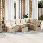 vidaXL Salon de jardin avec coussins 9 Pièces beige résine tressée