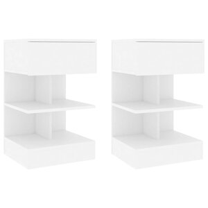 vidaXL Tables de chevet 2 Pièces Blanc 40x35x65 cm Bois d’ingénierie