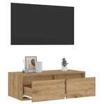 vidaXL Meuble TV avec lumières LED chêne artisanal 75x35 5x25 cm