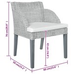 vidaXL Chaises à manger avec coussins lot de 2 gris rotin naturel