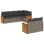 vidaXL Salon de jardin avec coussins 7 Pièces gris résine tressée