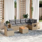 vidaXL Salon de jardin avec coussins 7Pièces mélange beige résine tressée