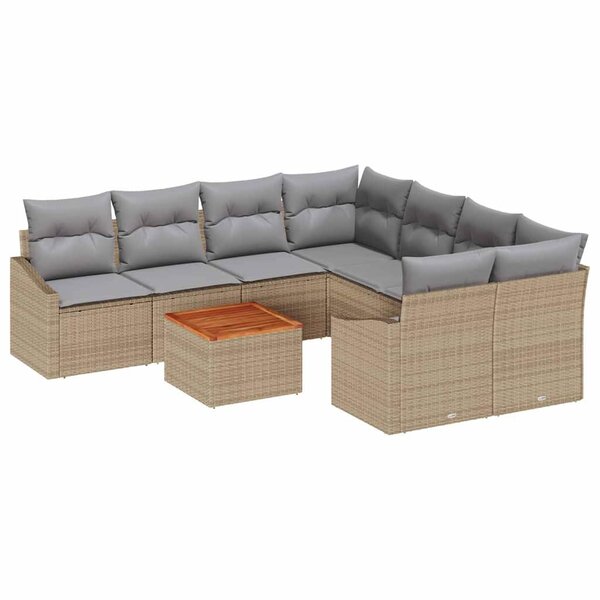 vidaXL Ensemble de canapé de jardin 9 Pièces Beige et Gris clair