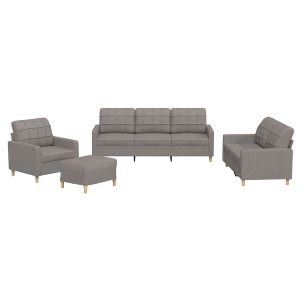 vidaXL Ensemble de canapés 4 Pièces avec coussins Taupe Tissu