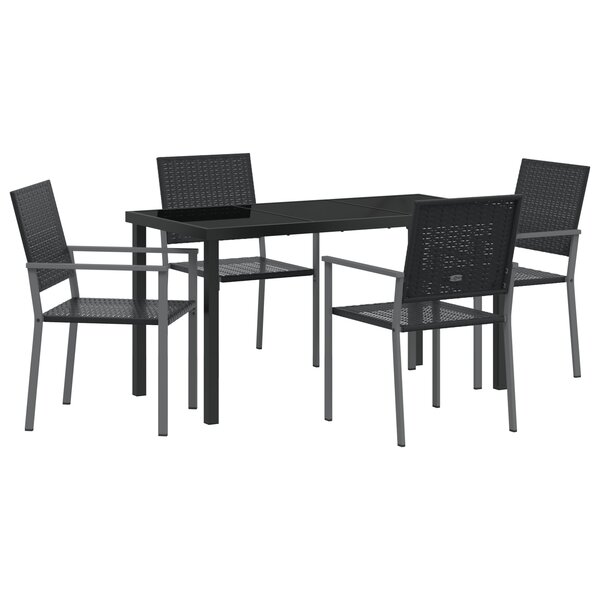 vidaXL Ensemble de salle à manger de jardin 5 pièces en poly rotin noir