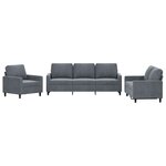 vidaXL Ensemble de canapés 3 Pièces avec coussins Gris foncé Velours