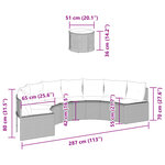 vidaXL Canapé de jardin table coussins demi-rond noir résine tressée