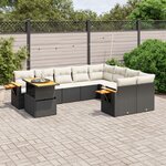 vidaXL Salon de jardin 10 Pièces avec coussins noir résine tressée