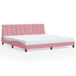 vidaXL Cadre de lit avec lumières LED rose 200x200 cm velours