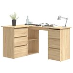 Bureau table poste de travail meuble d'ordinateur informatique étude d'angle chêne sonoma 145 x 100 x 76 cm bois d'ingénierie brun 02_0023679