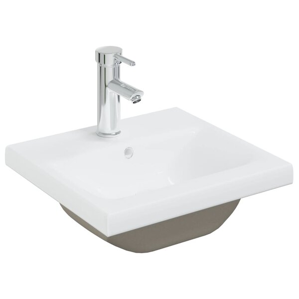 vidaXL Lavabo encastré avec robinet 42x39x18 cm céramique blanc