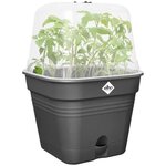 Pot De fleurs Carré - Plastique - Réservoir - Ø 20 - Noir