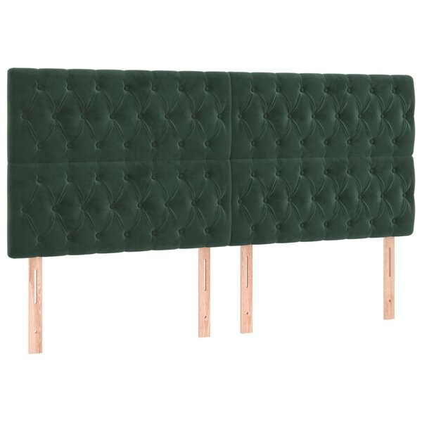 vidaXL Têtes de lit 4 Pièces Vert foncé 100x7x78/88 cm Velours