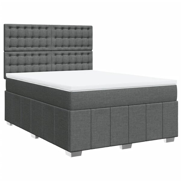 vidaXL Sommier à lattes de lit avec matelas Gris foncé 160x200cm Tissu