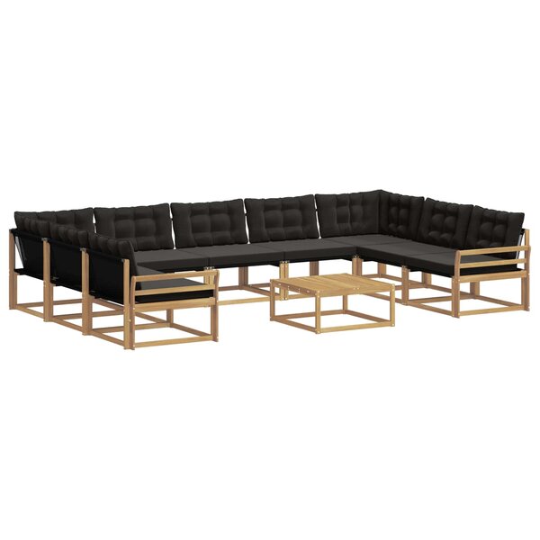 vidaXL Ensemble de canapés d'extérieur 10 pc Blanc et noir