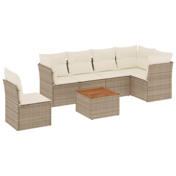 vidaXL Salon de jardin avec coussins 7 Pièces beige résine tressée