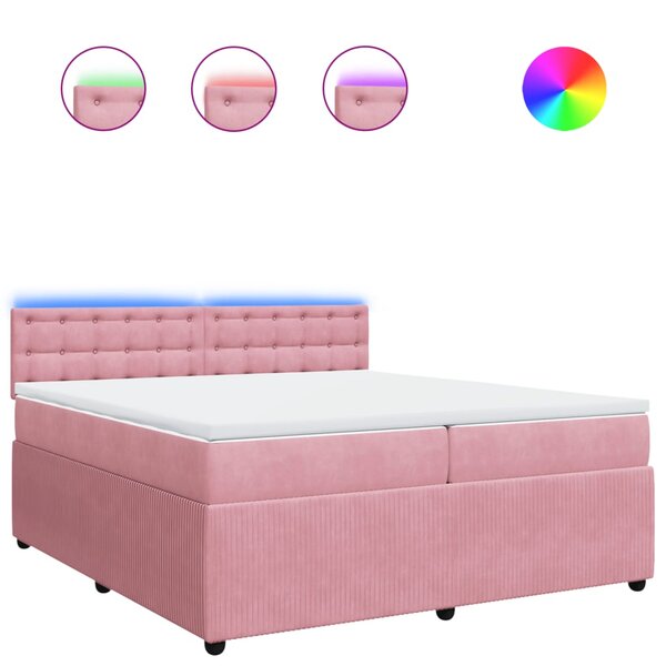 vidaXL Sommier à lattes de lit avec matelas Rose 200x200 cm Velours