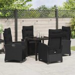 vidaXL Ensemble de salle à manger pour jardin 5 Pièces Noir polyrotin