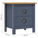 vidaXL Table de chevet Hill Gris 46x35x49 5 cm Bois de pin solide