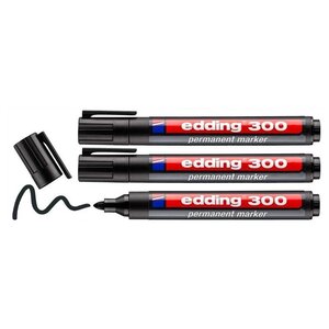 Marqueur Permanent 300 Noir Pointe Ronde 1 5-3 mm x 3 EDDING