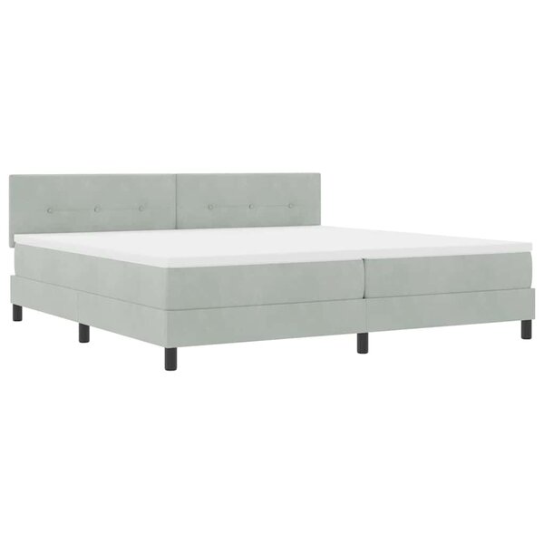 vidaXL Lit à ressort LED avec matelas Gris clair 200 x 200 cm Velours