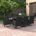vidaXL Ensemble à manger de jardin coussins 9 Pièces Résine tressée Verre
