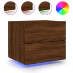 vidaXL Tables de chevet murales avec lumières LED 2 Pièces chêne marron