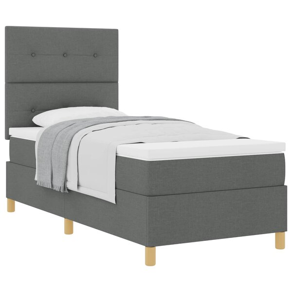 vidaXL Lit à ressorts avec matelas Gris foncé 80 x 200 cm tissu
