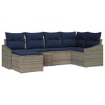 vidaXL Ensemble de Canapés avec coussin 6 Pièces Gris et marine polyrotin