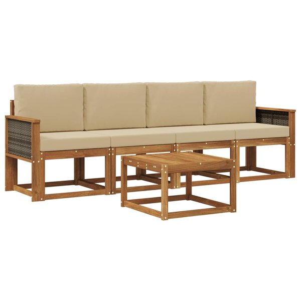 vidaXL Ensemble de canapés d'extérieur 4 pc Naturel