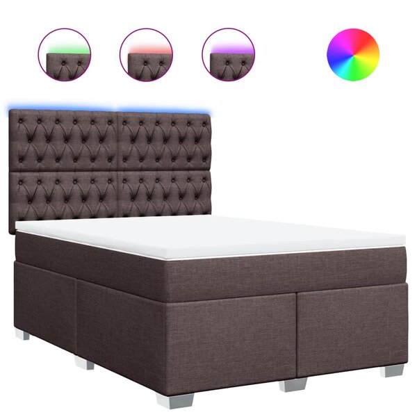 vidaXL Sommier à lattes de lit avec matelas Marron foncé 140x190 cm