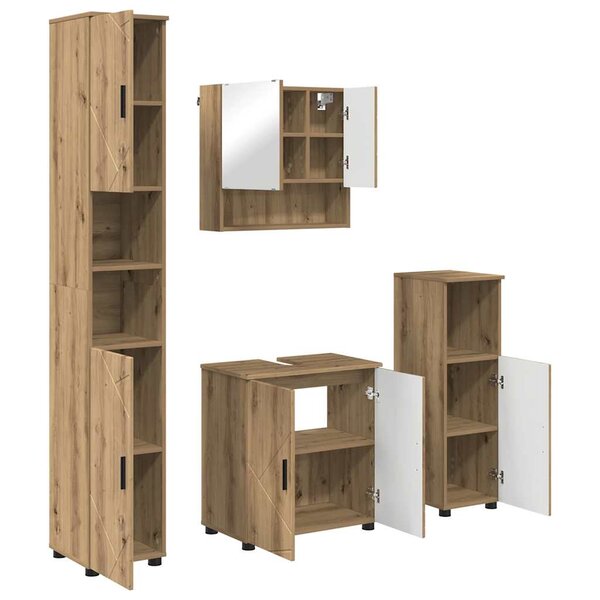 vidaXL Ensemble de mobilier de salle de bain 4 Pièces chêne artisanal