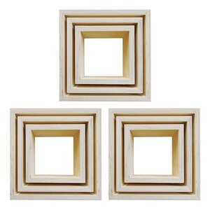 3 blocs de 3 petites étagères carrées en bois 22 18 et 14 cm