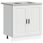 vidaXL Meuble sous évier Porto 2 Pièces Blanc Bois d'ingénierie