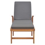 vidaXL Chaise longue avec coussin Bois de teck solide Gris foncé