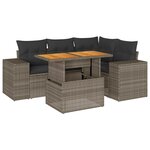 vidaXL Salon de jardin 5 Pièces avec coussins gris résine tressée