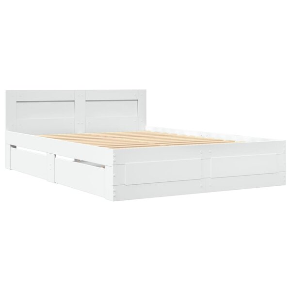 vidaXL Cadre de lit avec tête de lit blanc 140x200cm bois d'ingénierie