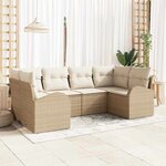 vidaXL Ensemble de canapé de jardin 6 Pièces Beige Poly rotin