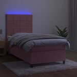 vidaXL Sommier à lattes de lit avec matelas LED Rose 90x200 cm Velours