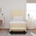 vidaXL Lit à ressorts avec coussin Crème 100 x 200 cm tissu