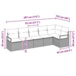 Canapé jardin 6 pièces avec coussins Beige Poly Rattan