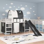 vidaXL Lit mezzanine pour enfants Blanc et Noir 74 5 x 190 cm Métал