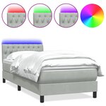 vidaXL Sommier à lattes de lit et matelas et LED gris clair 80x210 cm velours