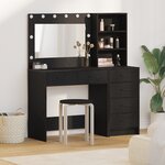 Ensemble de coiffeuse 2 pièces avec LED en bois d'ingénierie noir