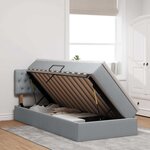 vidaXL Lit avec rangement et LED Gris clair 100 x 200 cm tissu