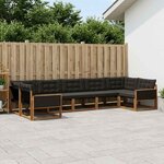 vidaXL Ensemble de canapés d'extérieur 7 pc Naturel et noir