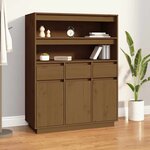 vidaXL Buffet haut Marron miel 89x40x116 5 cm Bois massif de pin