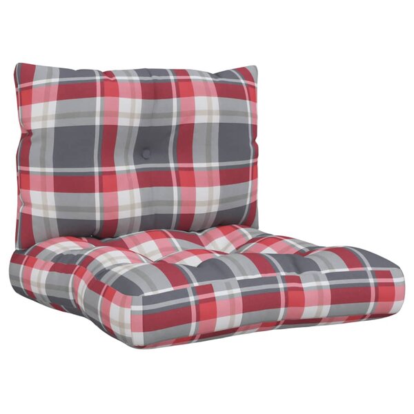 vidaXL Coussins de palette lot de 2 motif à carreaux rouge tissu