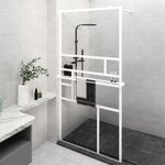 vidaXL Paroi de douche et étagère Blanc 115x195 cm Verre ESG&Aluminium
